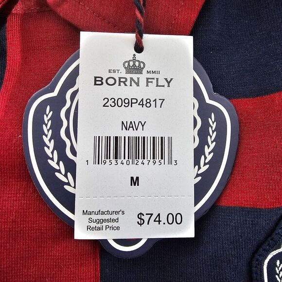 Born Fly Crystal Rugby Long Sleeve Polo Men's Size Medium NWT - Picture 5 of 8